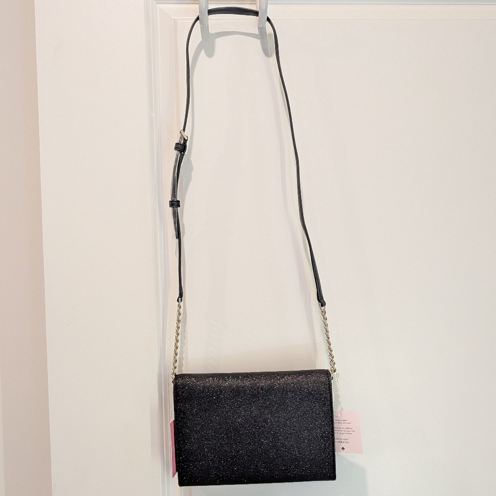 π SALE π NWT Kate Spade Tinsel Flap Crossbody Convertible Clutch Glitter - Picture 8 of 16